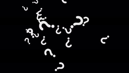 Falling Question marks on transparent background, alpha channel