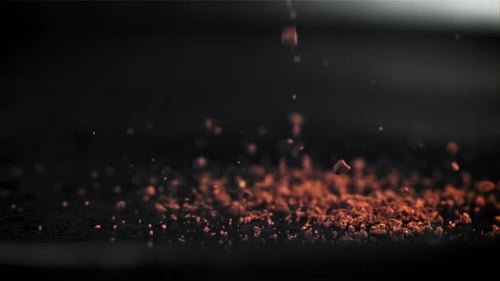 Ground Coffee Drop Filmed on a Highspeed Camera at 1000 Fps