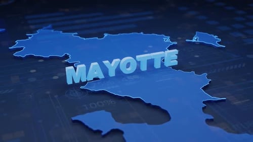 3D Map of Mayotte Title Reveal with Futuristic Data Overlay