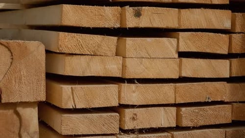 Stacks of Lumber for Construction, Woodworking Materials