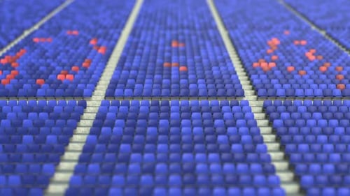 04 Score Made with Red and Blue Stadium Seats