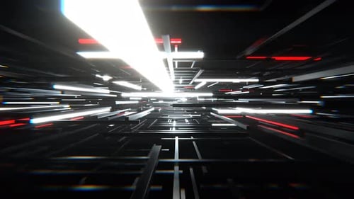 Rot-weißer Science-Fiction-Hintergrund mit kybernetischem Strobe-Array Vj Loop I 4K