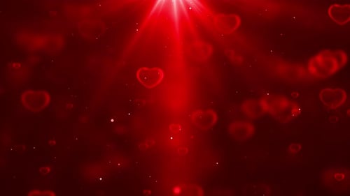 Romantic Red Hearts and Light Beam Animation