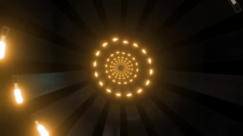 Dynamic glowing tunnel with endless lights creates futuristic journey