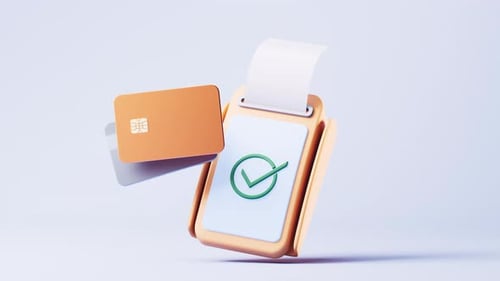 POS machine and bank card with cartoon style