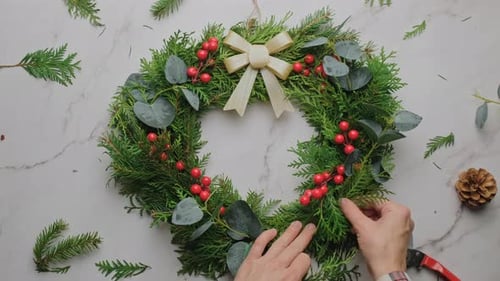 Holiday Wreath Being Crafted for the Season