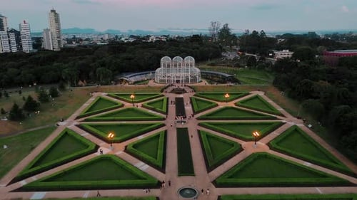Aerial View of Botanical Garden in Curitiba, Brazil