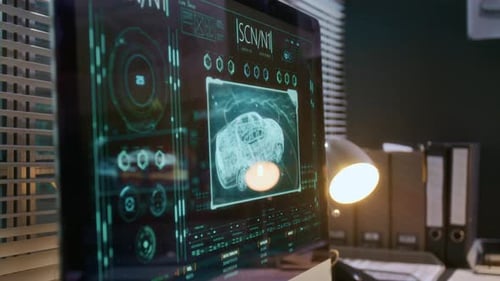 Computer Screen with 3D Car Prototype at Automotive Design Bureau