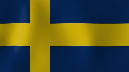 Seamless Loop Animation of Waving Swedish Flag