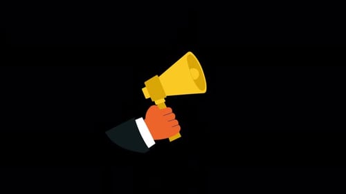 Animated Hand Holding Megaphone for Business Communication