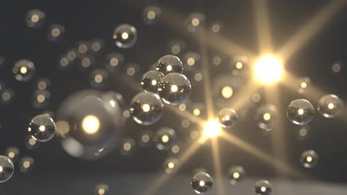 3d render, Bubbles are seen floating in the air as lights reflect off their surfaces