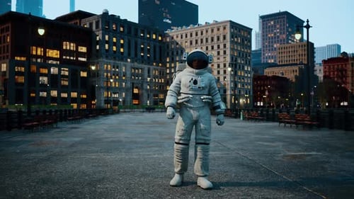 Lonely Astronaut in Deserted City