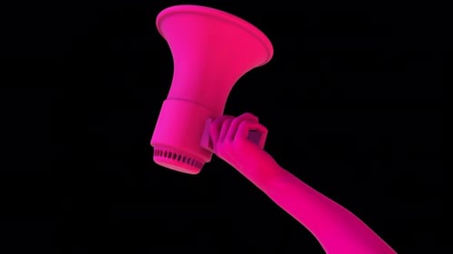 Hände halten Megaphone mit Alpha 04