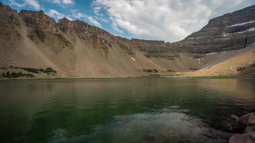 Time Lapse of Amethyst Lake, Uinta Mountains, Utah USA. Summer Landscape Scenery and Moving Clouds A
