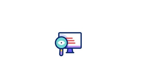 Animated Flat Design Computer Monitor Search Icon