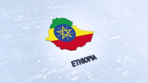 Animated 3D Map of Ethiopia with Flag and Rotating Text
