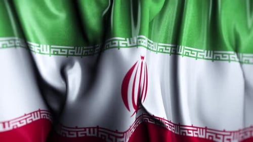 Iran National Flag Waving in Realistic Cloth Animation