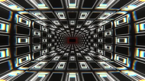 Carrés de lumière au néon orange et blanc sur fond de grille Vj Loop en 4K