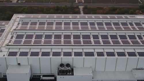 Solar power station on factory rooftop