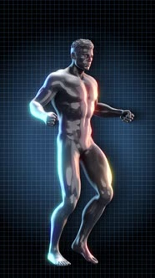 3D Male Body Scan with Highlighted Pain Points Animation