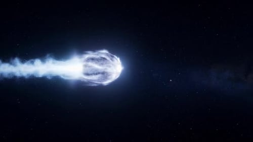 Leuchtender Komet durch den Weltraum