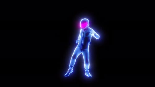 Vj Loop eines futuristischen Charakters, der lustig tanzt