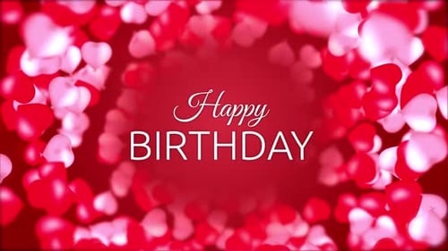 Animated Happy Birthday Text Reveal with Floating Hearts