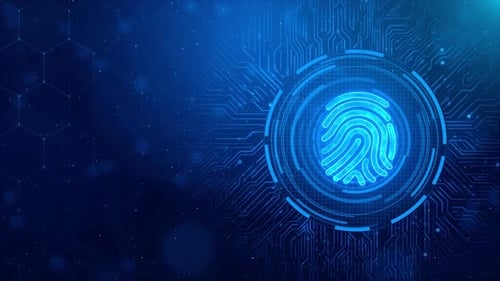 Digital Fingerprint Biometric Scan Futuristic Technology Background Loop