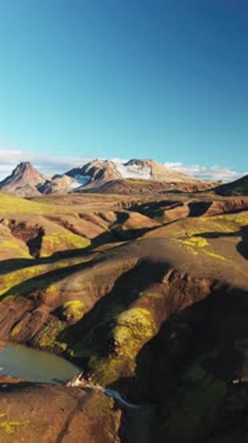 Aerial view of Kerlingarfjoll mountains, Iceland.