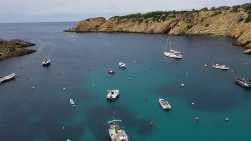 Aerial view of Ibiza Island, Balearic Island, Spain.