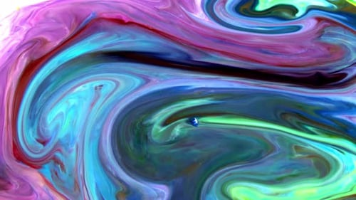 Abstract Swirling Paint Patterns of Blue, Green, and Purple