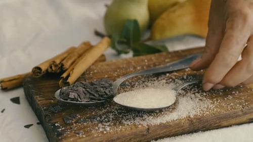 Close-up of Dessert Ingredients on Cutting Board