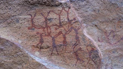 Rock Paintings on an Archeological Site at Serra Da Capivara National Park Brazil