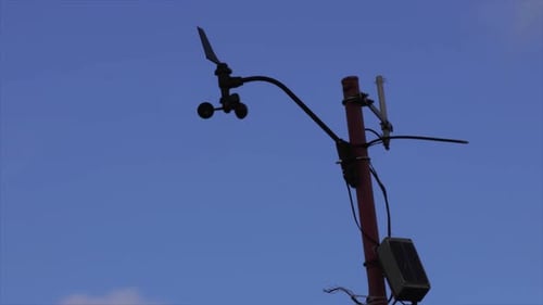 Anemometer Measures Wind Speed in Clear Sky