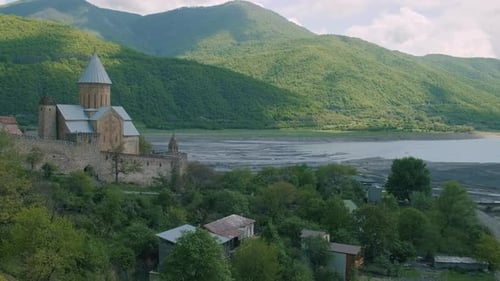 Ananuri Fortress Complex with Medieval Orthodox Church in Georgia Caucasus Ananuri Castle on the