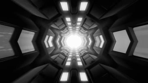 Abstract Futuristic Space Tunnel Loop with Bright Light