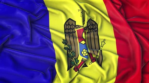 Realistic Moldova Flag Waving Seamlessly