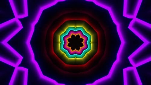 Abstract Glowing Neon Geometric Tunnel