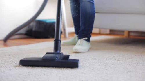 Vacuum Cleaning Carpet in Living Room Indoor Shot