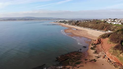 Aerial parallax shot of Marine Drive Exmouth Devon England from Orcombe Point