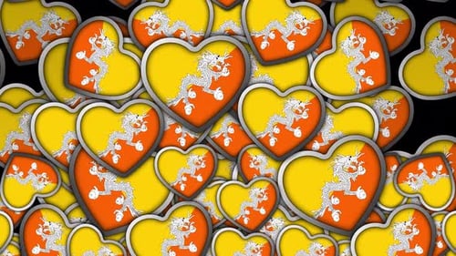 Bhutan Heart Flag Pattern Background Animation