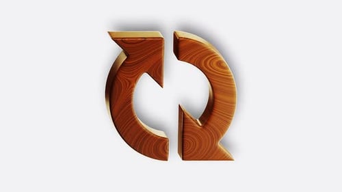 Rotating 3D Wooden Refresh Icon Animation