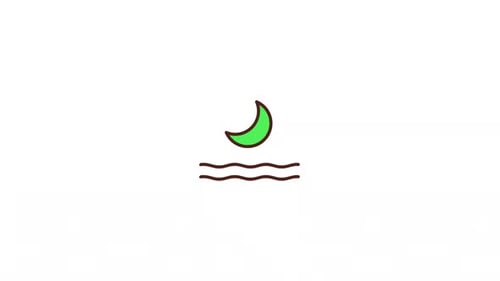 Minimalist Animated Crescent Moon and Waves Icon