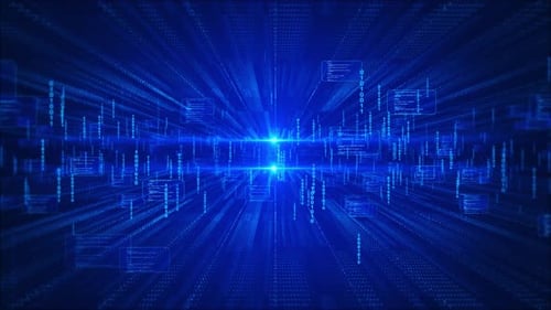 Futuristic Blue Digital Data Stream Background Loop