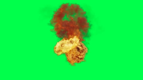 Gas explosion fire front view, transparent background