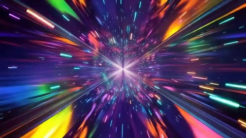 Abstrakte Neonlicht-Tunnelschleife, lebendige, farbenfrohe Warp-Geschwindigkeit