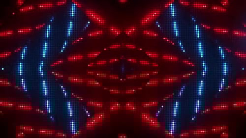 Dynamische rote und blaue Lichter pulsieren und erzeugen energetische abstrakte Muster