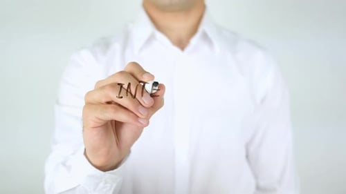 Writing Integrated Marketing on Clear Surface