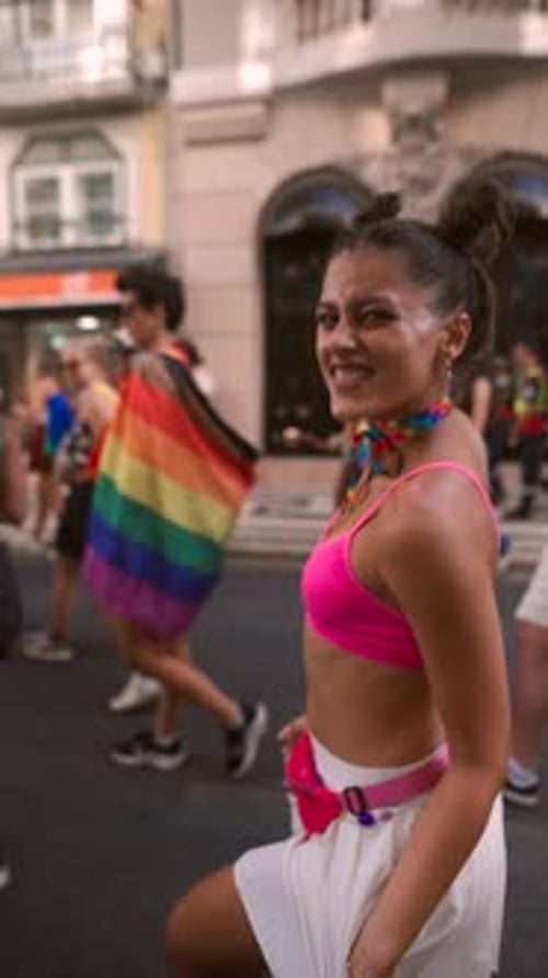 A Vibrant and Exciting Celebration at the Pride Parade Featuring Colorful and Joyful Attire