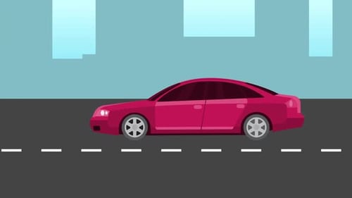 Pink Car Driving In the Road